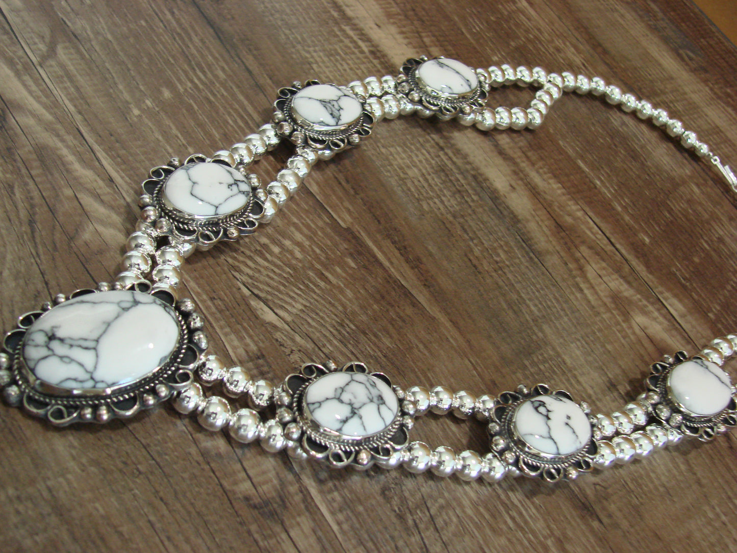Navajo Nickel Silver & White Howlite Necklace - Cleveland
