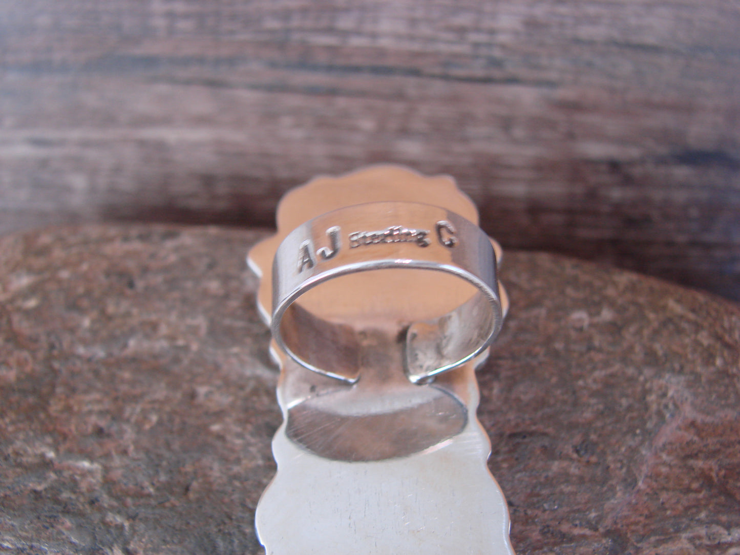 Navajo Sterling Silver Turquoise & Coral Adjustable Ring Size 9 to 11 by Cleveland