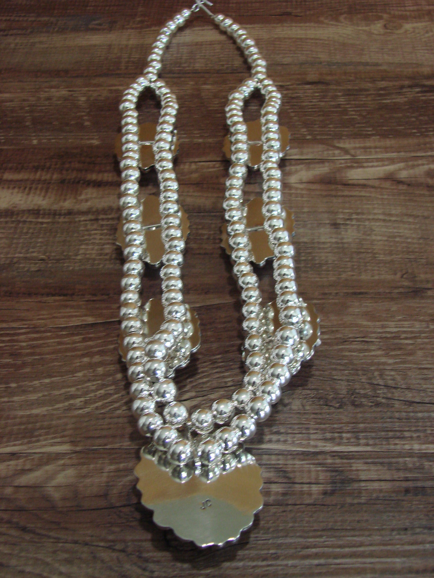 Navajo Nickel Silver & Red Howlite Necklace - Cleveland