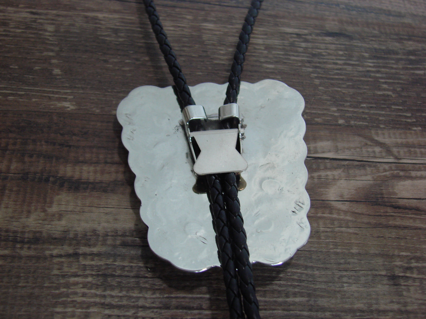 Navajo Indian Nickel Silver & Turquoise Bolo Tie - Cleveland