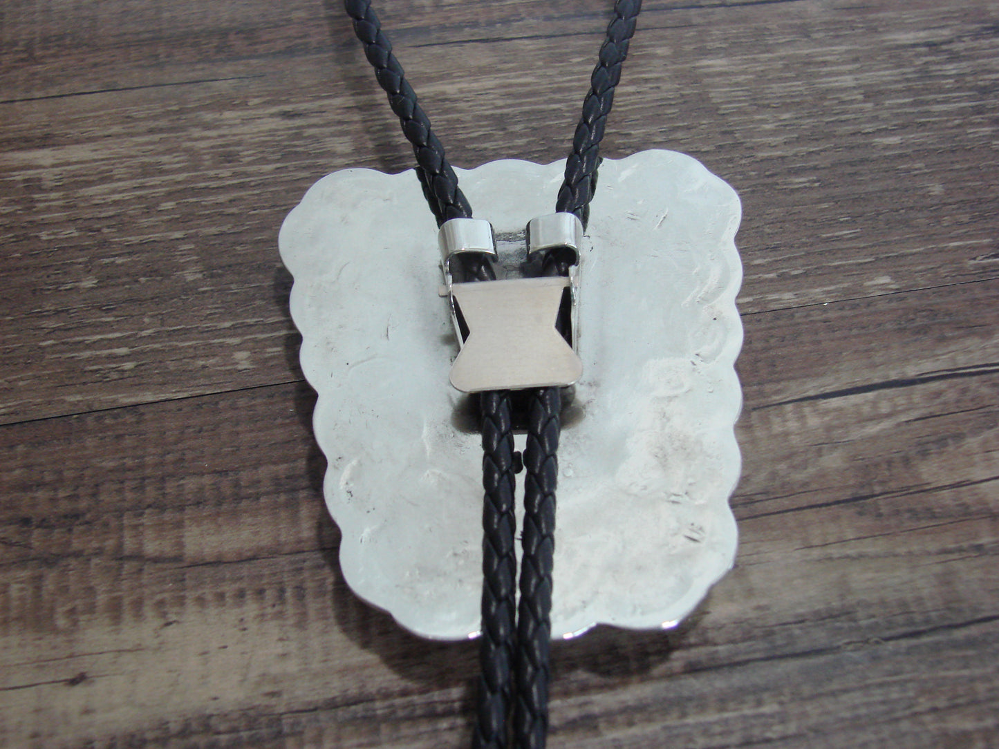 Navajo Indian Nickel Silver & Turquoise Bolo Tie - Cleveland