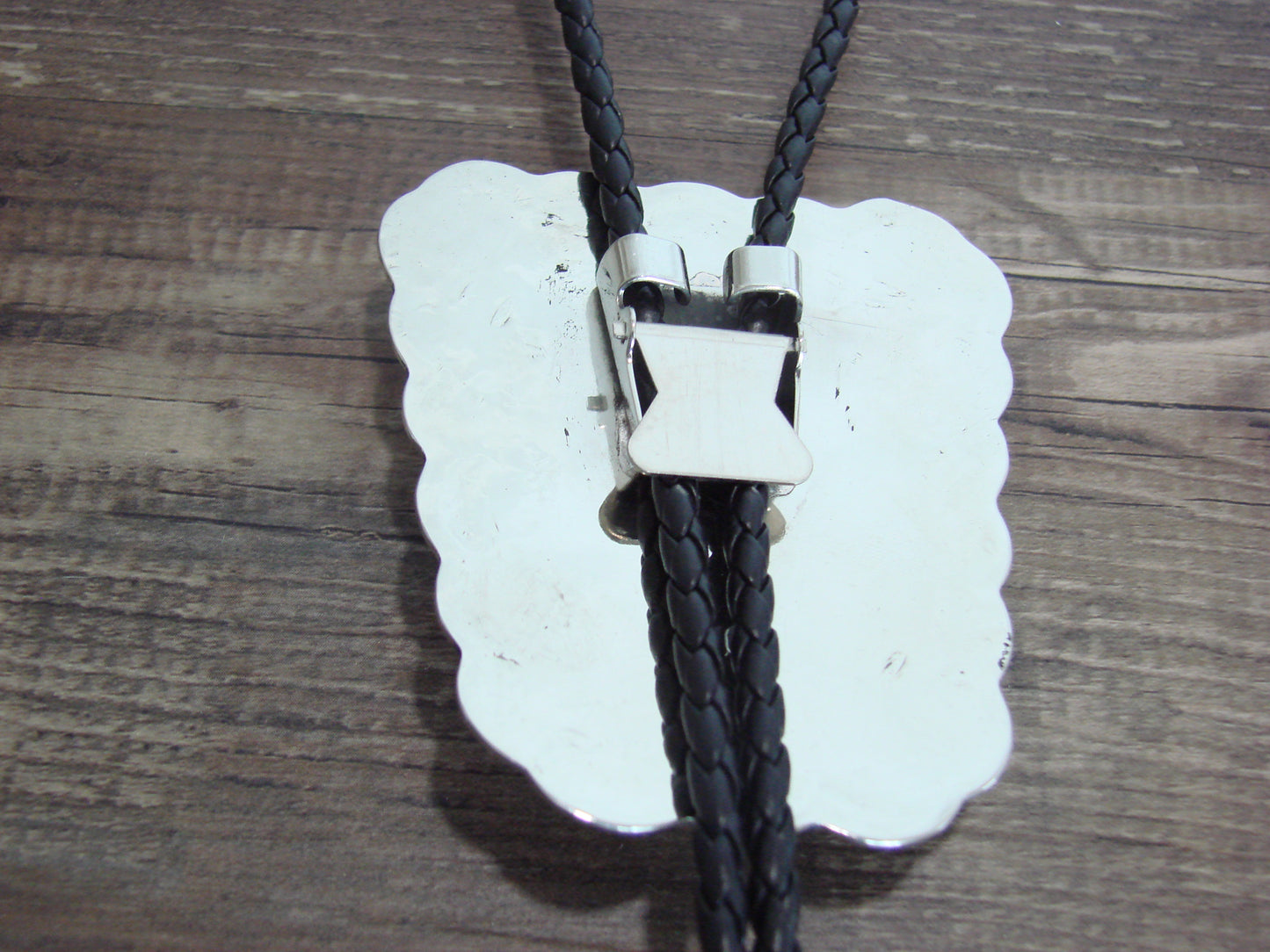 Navajo Indian Nickel Silver & Turquoise Bolo Tie - Cleveland