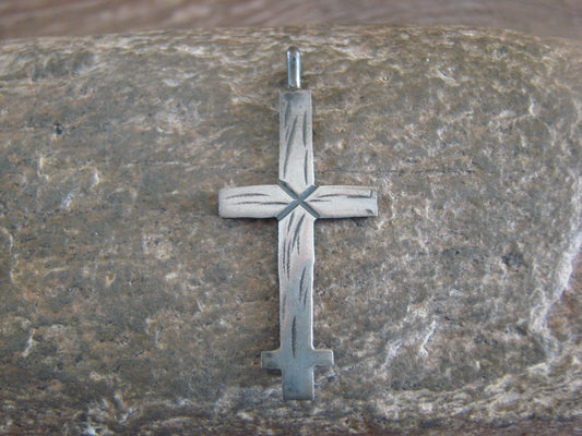Navajo Pueblo Indian Sterling Silver Cross Pendant by Virgil Begay