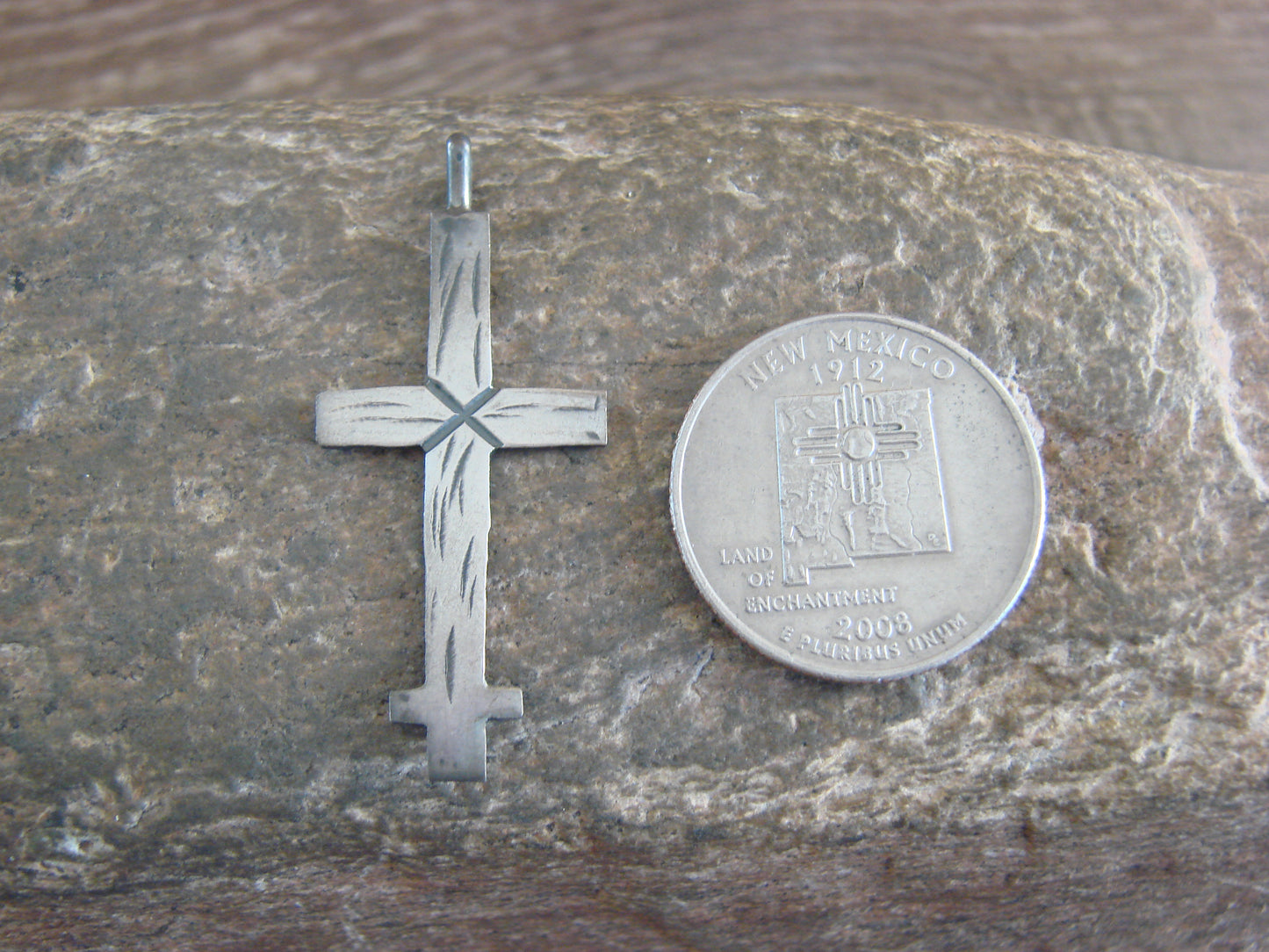 Navajo Pueblo Indian Sterling Silver Cross Pendant by Virgil Begay
