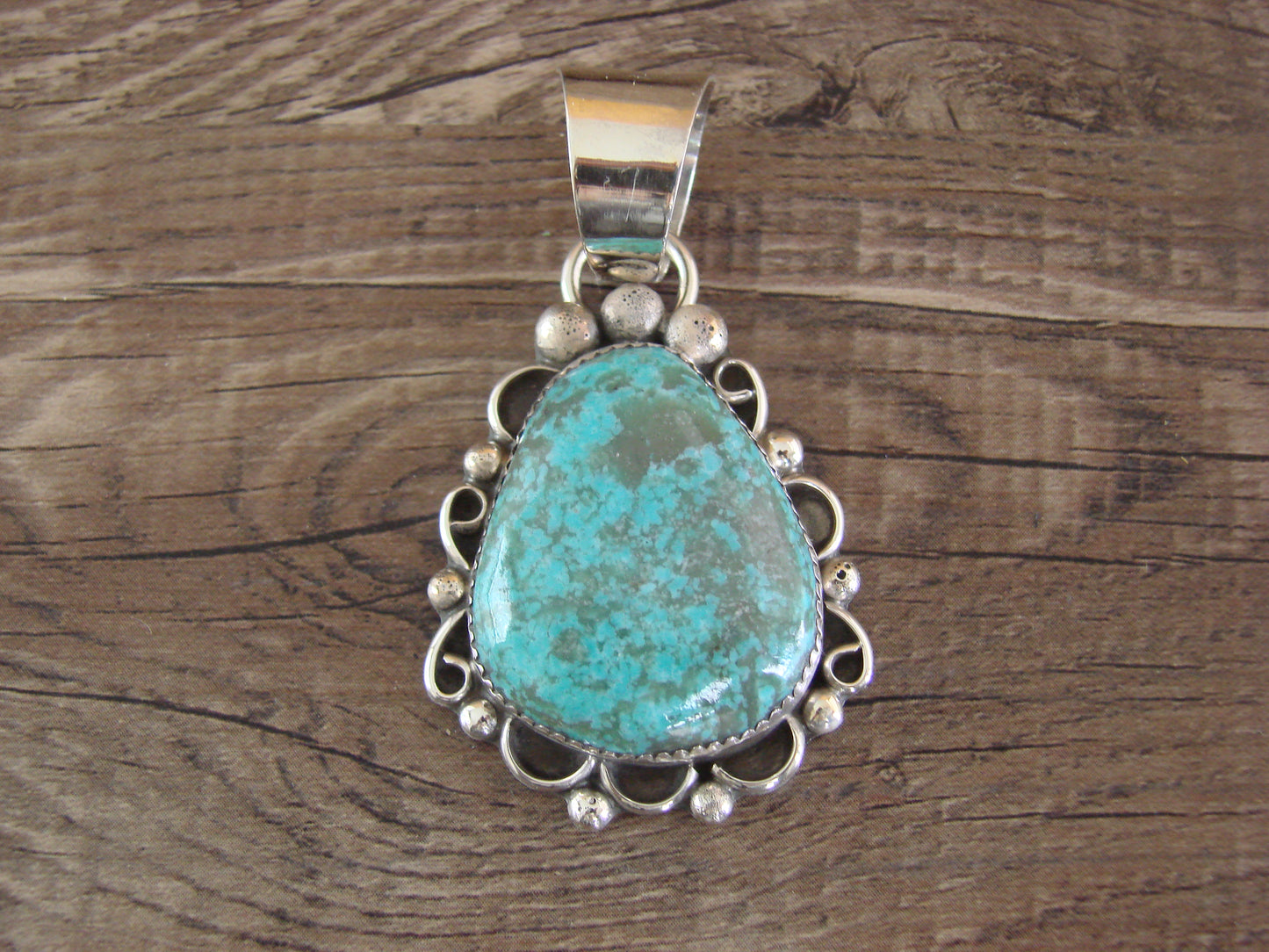 Navajo Indian Sterling Silver & Turquoise Pendant - Cleveland