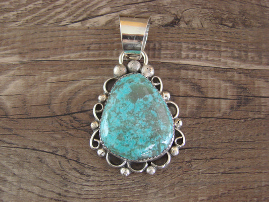Navajo Indian Sterling Silver & Turquoise Pendant - Cleveland