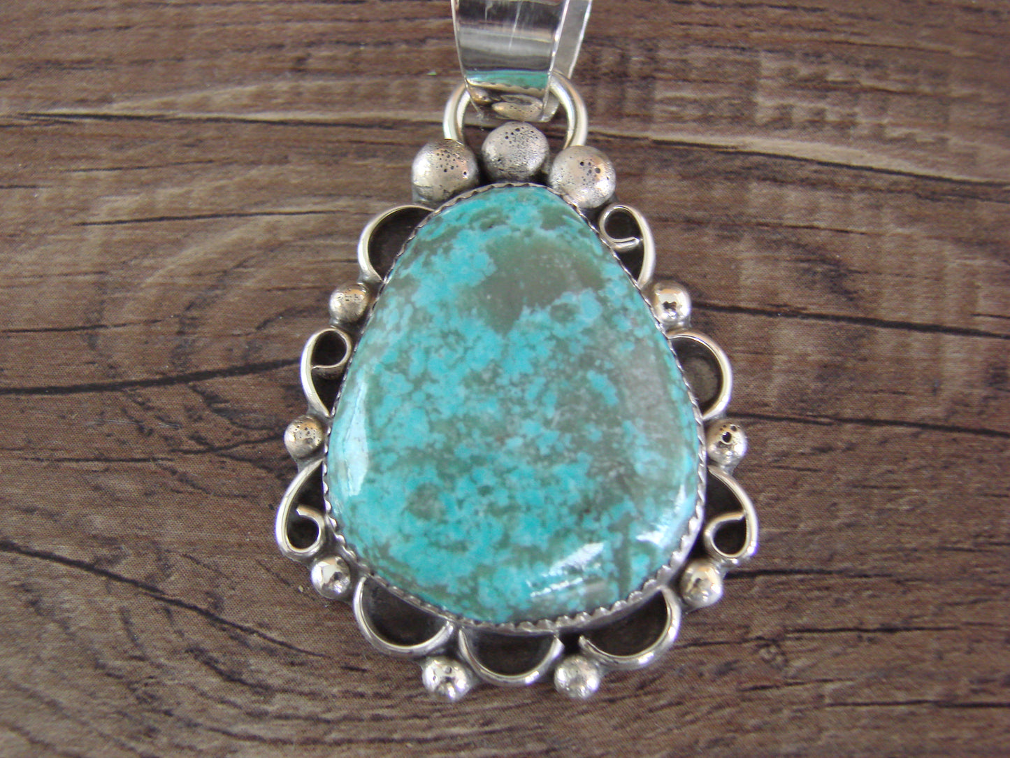 Navajo Indian Sterling Silver & Turquoise Pendant - Cleveland