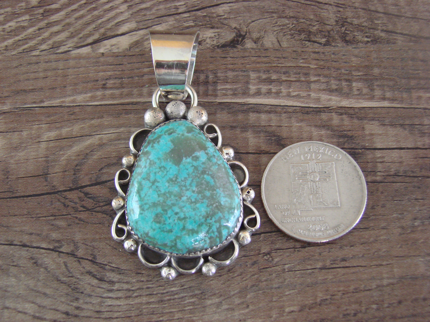 Navajo Indian Sterling Silver & Turquoise Pendant - Cleveland