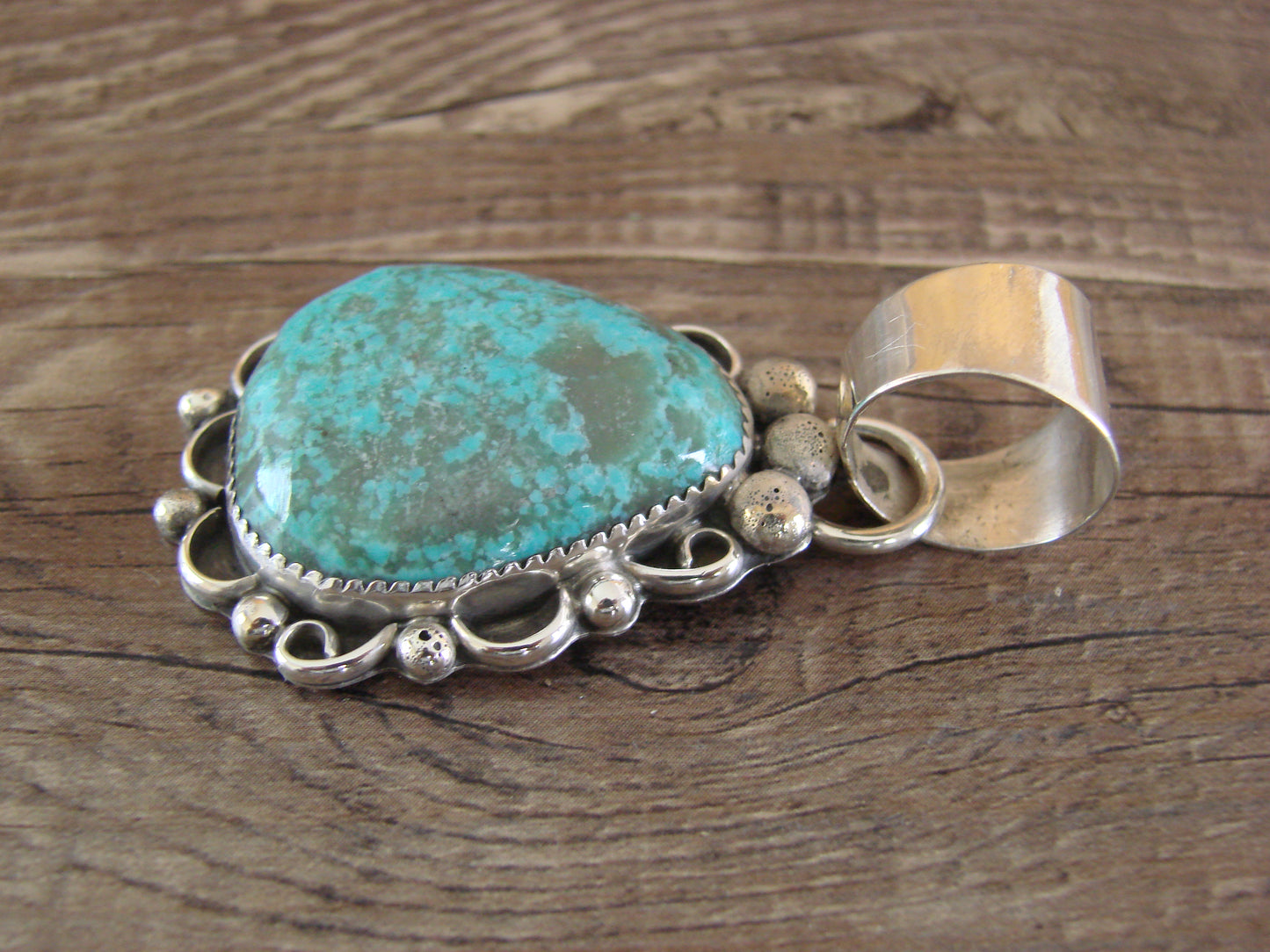 Navajo Indian Sterling Silver & Turquoise Pendant - Cleveland