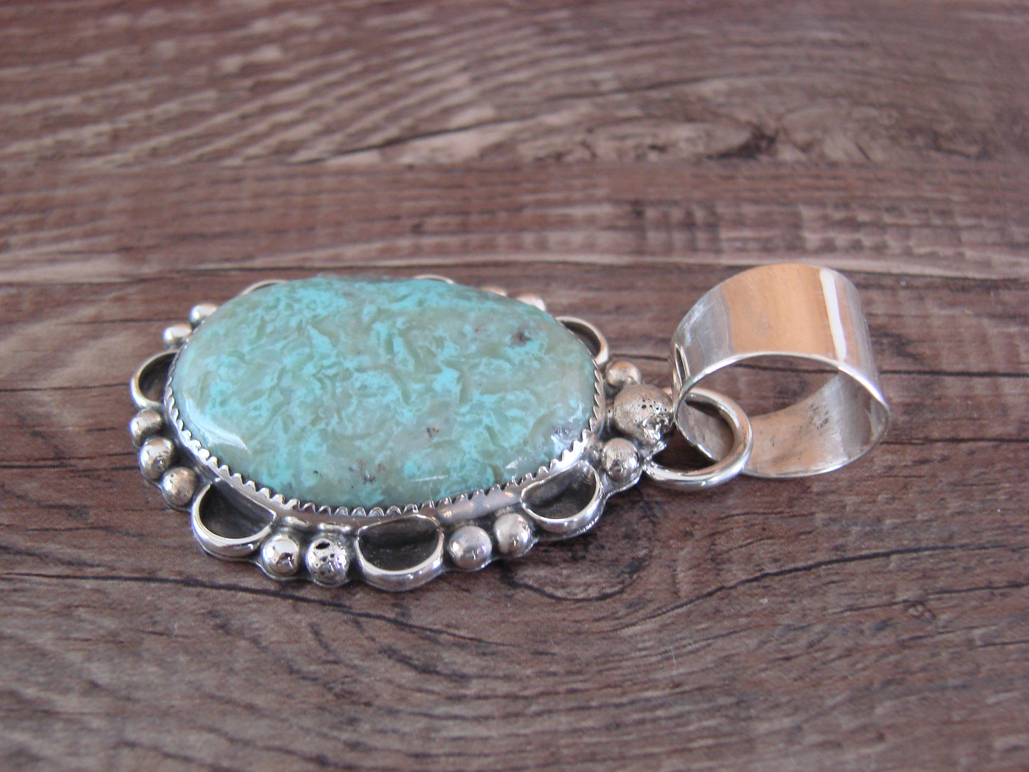 Navajo Indian Sterling Silver & Turquoise Pendant - Cleveland