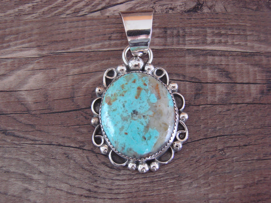 Navajo Indian Sterling Silver & Turquoise Pendant - Cleveland