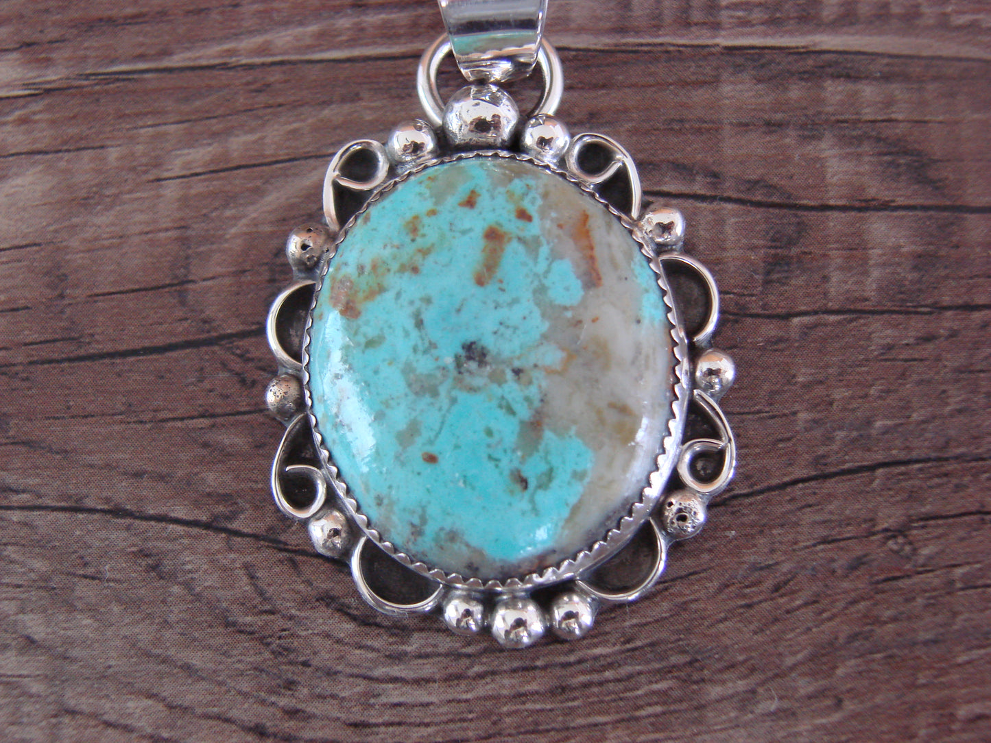 Navajo Indian Sterling Silver & Turquoise Pendant - Cleveland