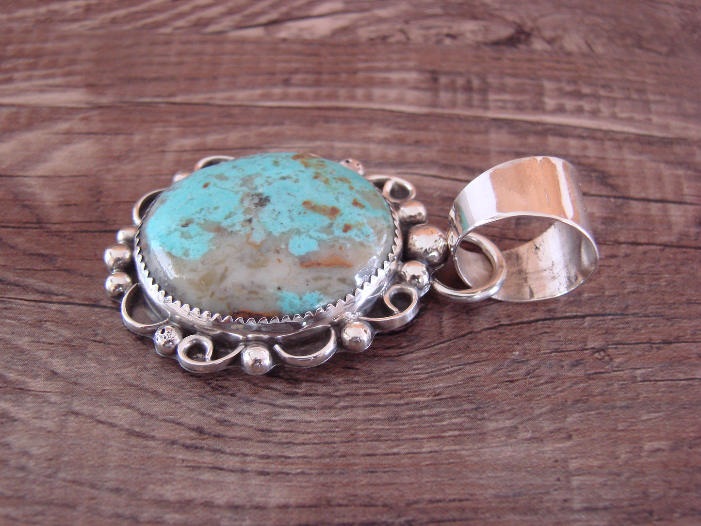 Navajo Indian Sterling Silver & Turquoise Pendant - Cleveland
