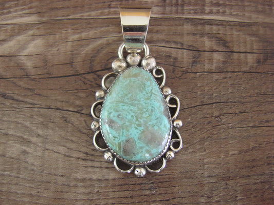 Navajo Indian Sterling Silver & Turquoise Pendant - Cleveland