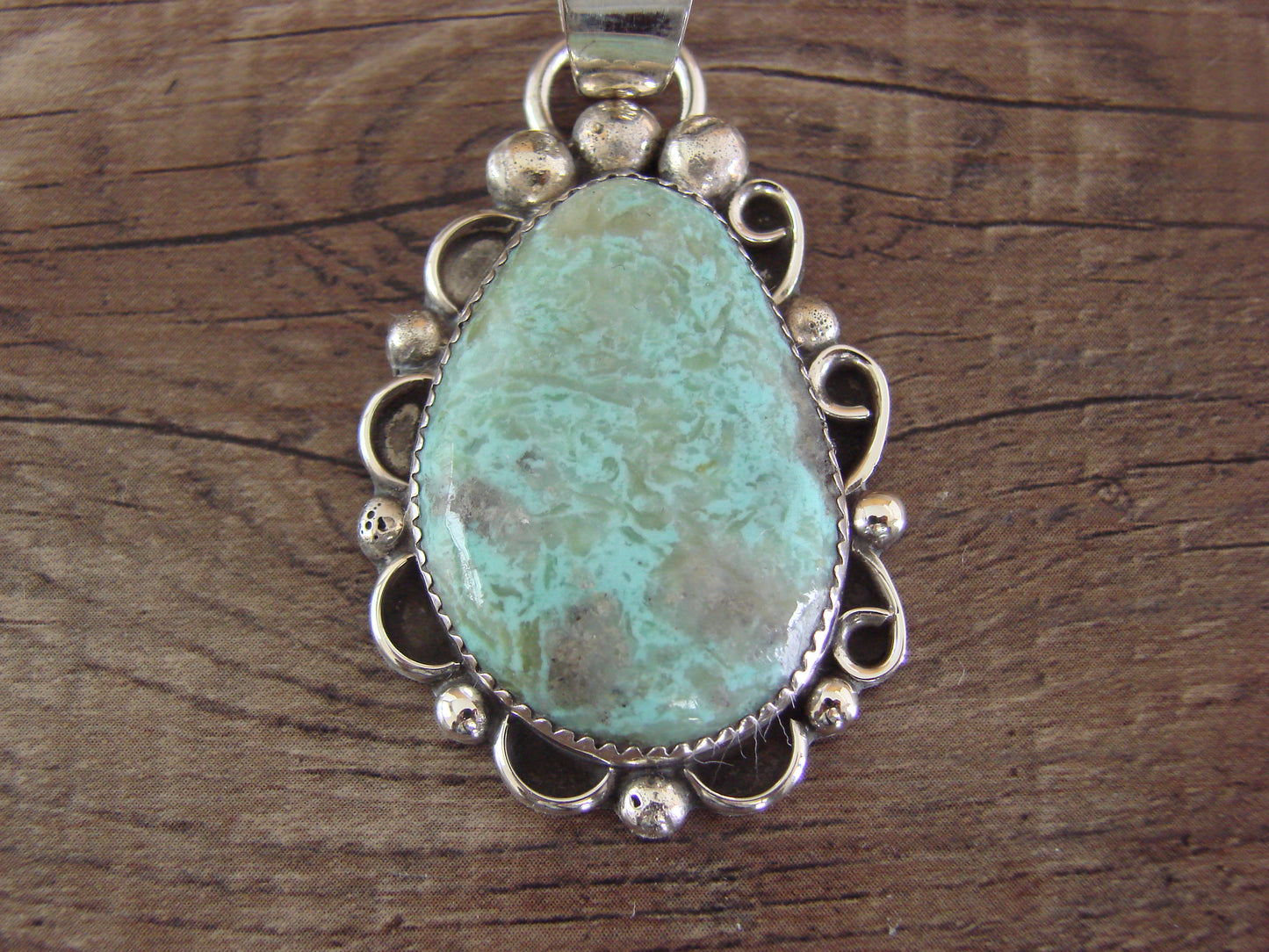 Navajo Indian Sterling Silver & Turquoise Pendant - Cleveland