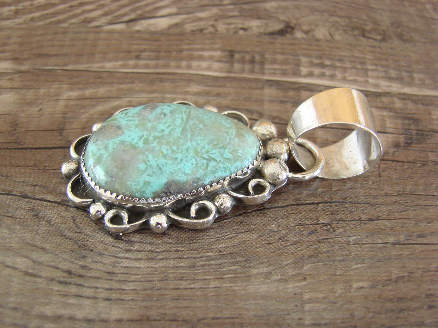 Navajo Indian Sterling Silver & Turquoise Pendant - Cleveland