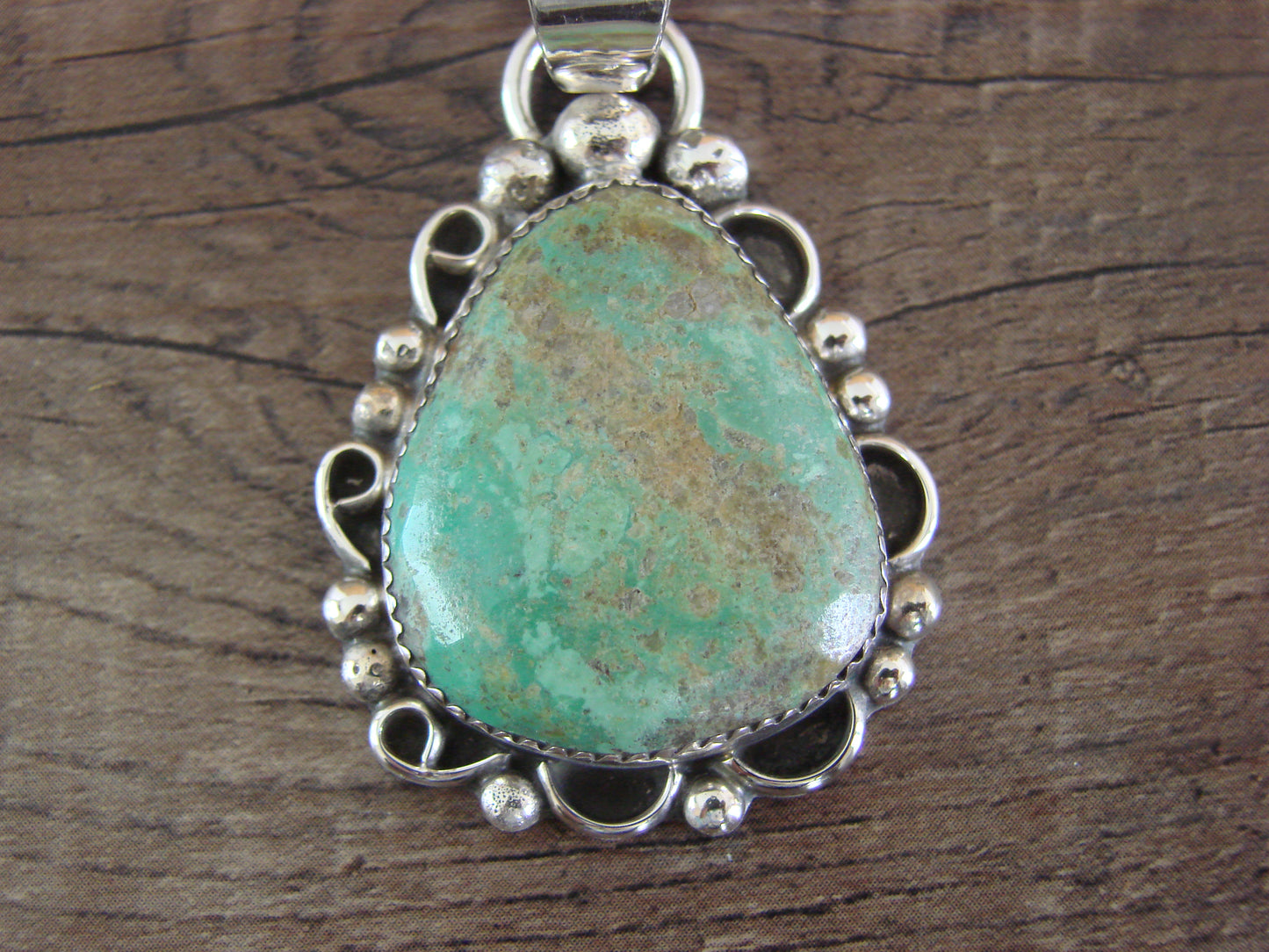 Navajo Indian Sterling Silver & Turquoise Pendant - Cleveland