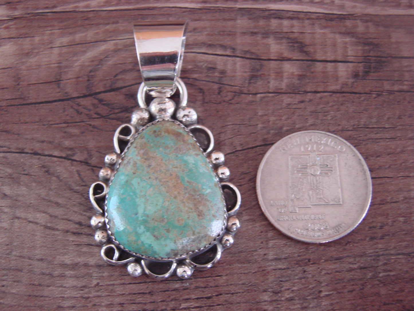 Navajo Indian Sterling Silver & Turquoise Pendant - Cleveland