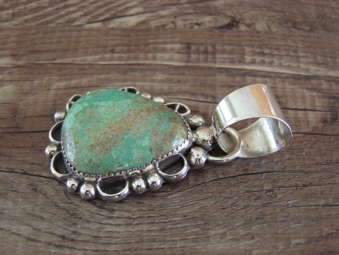 Navajo Indian Sterling Silver & Turquoise Pendant - Cleveland