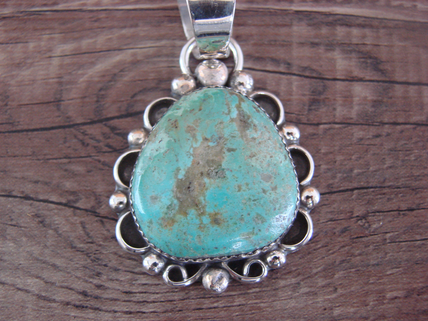 Navajo Indian Sterling Silver & Turquoise Pendant - Cleveland
