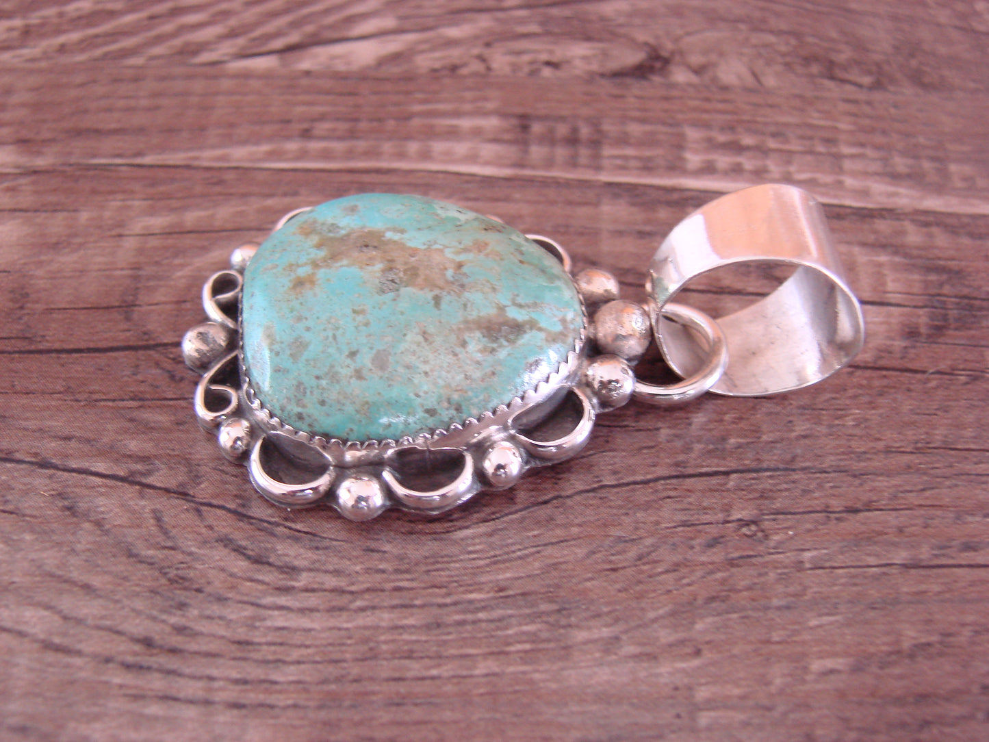 Navajo Indian Sterling Silver & Turquoise Pendant - Cleveland