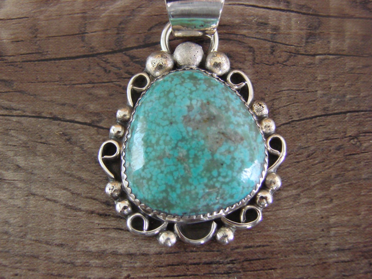 Navajo Indian Sterling Silver & Turquoise Pendant - Cleveland