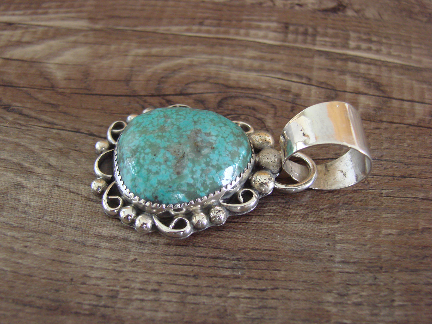Navajo Indian Sterling Silver & Turquoise Pendant - Cleveland