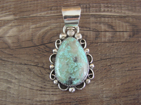 Navajo Indian Sterling Silver & Turquoise Pendant - Cleveland