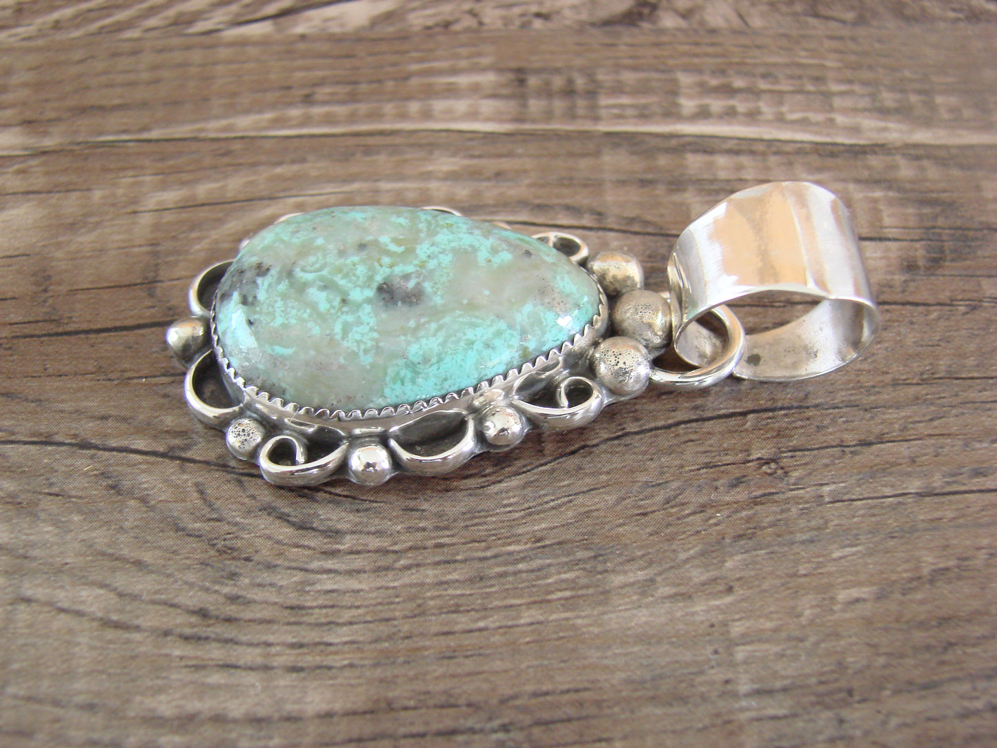Navajo Indian Sterling Silver & Turquoise Pendant - Cleveland