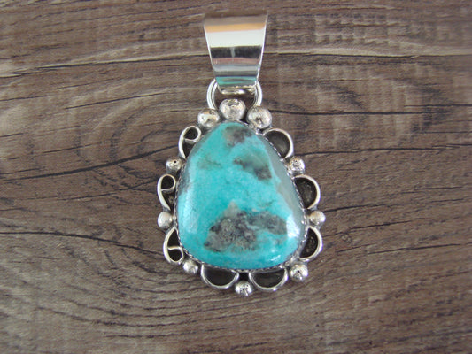 Navajo Indian Sterling Silver & Turquoise Pendant - Cleveland
