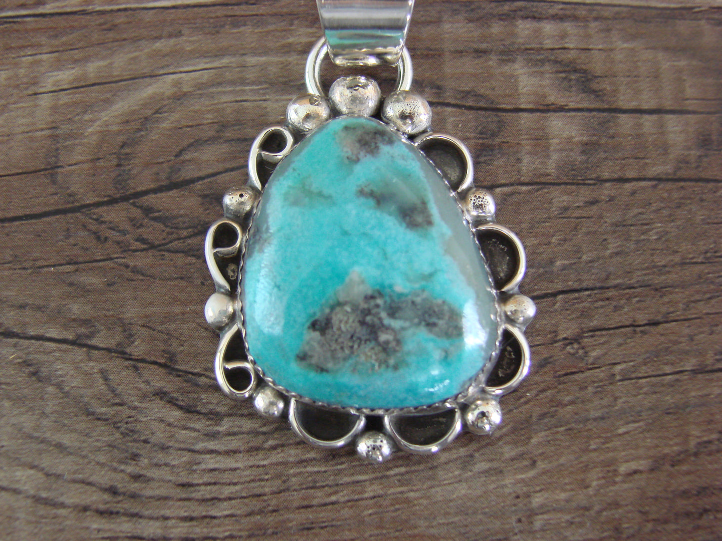 Navajo Indian Sterling Silver & Turquoise Pendant - Cleveland