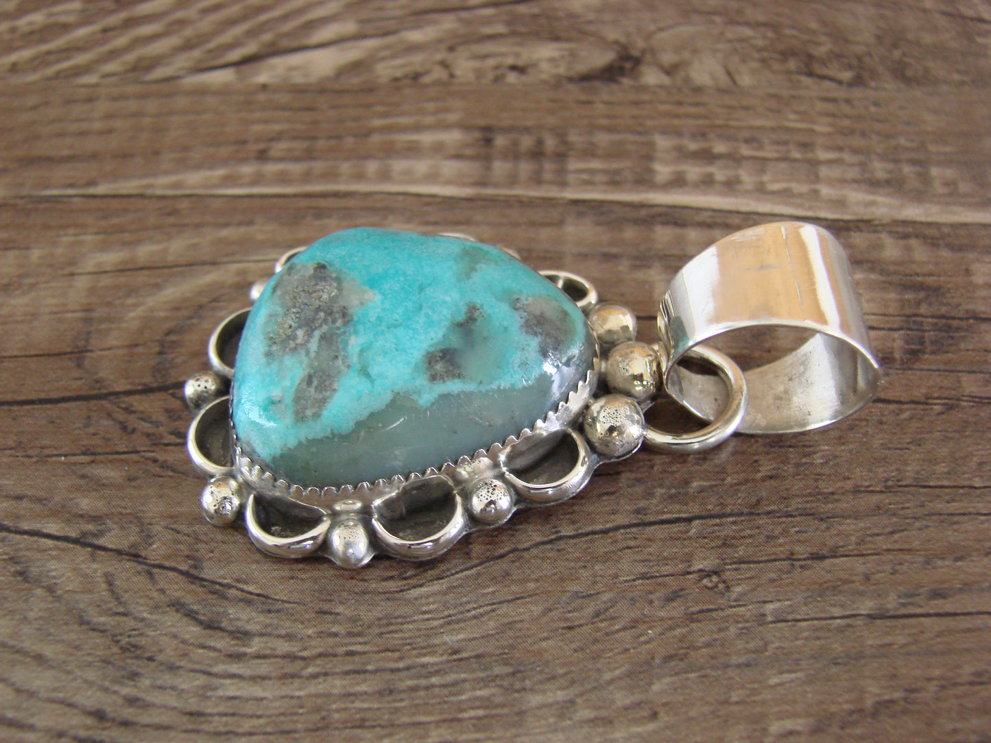 Navajo Indian Sterling Silver & Turquoise Pendant - Cleveland
