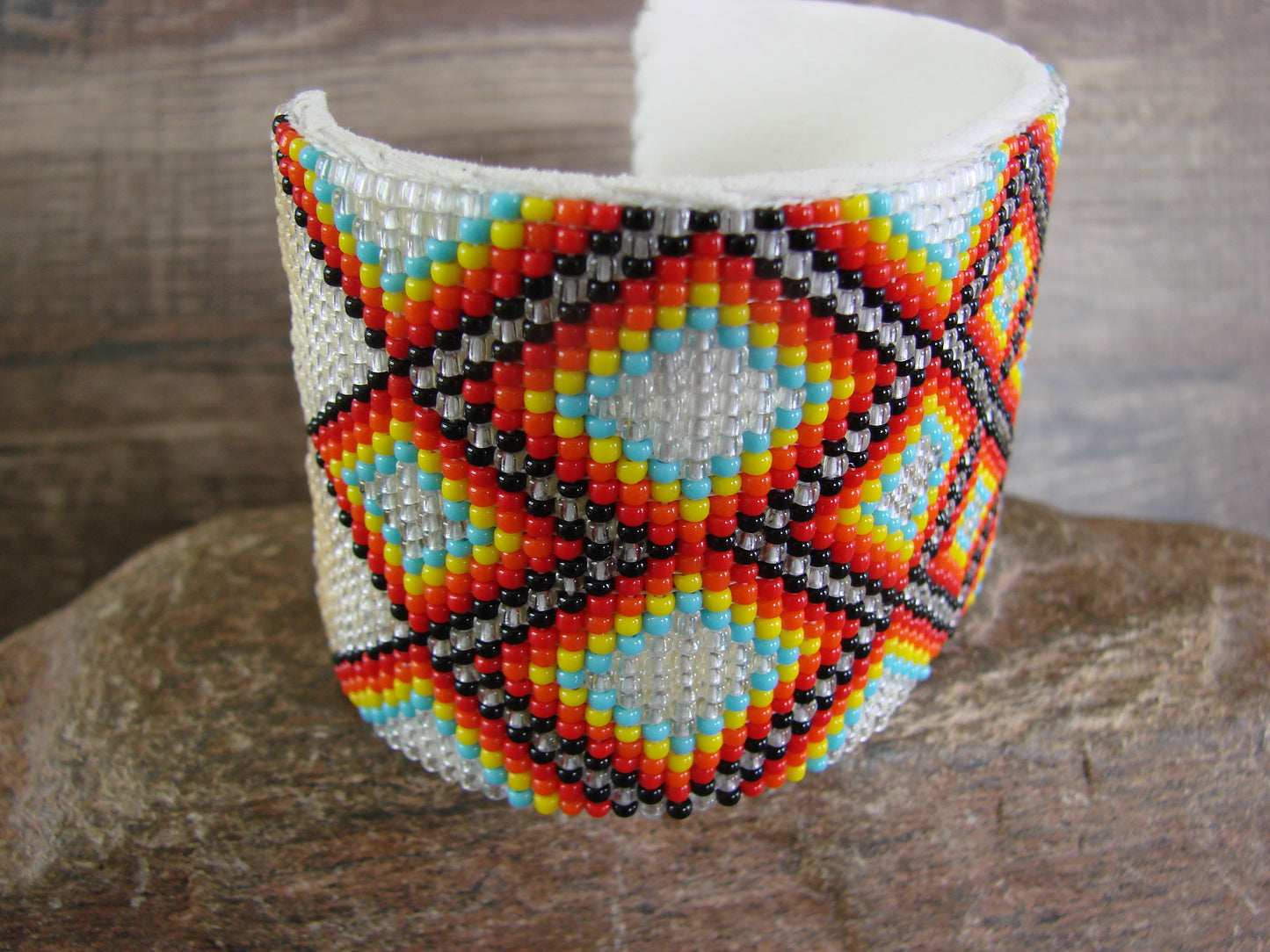 Navajo Indian Hand Beaded 2" Bracelet by Jacklyn Cleveland