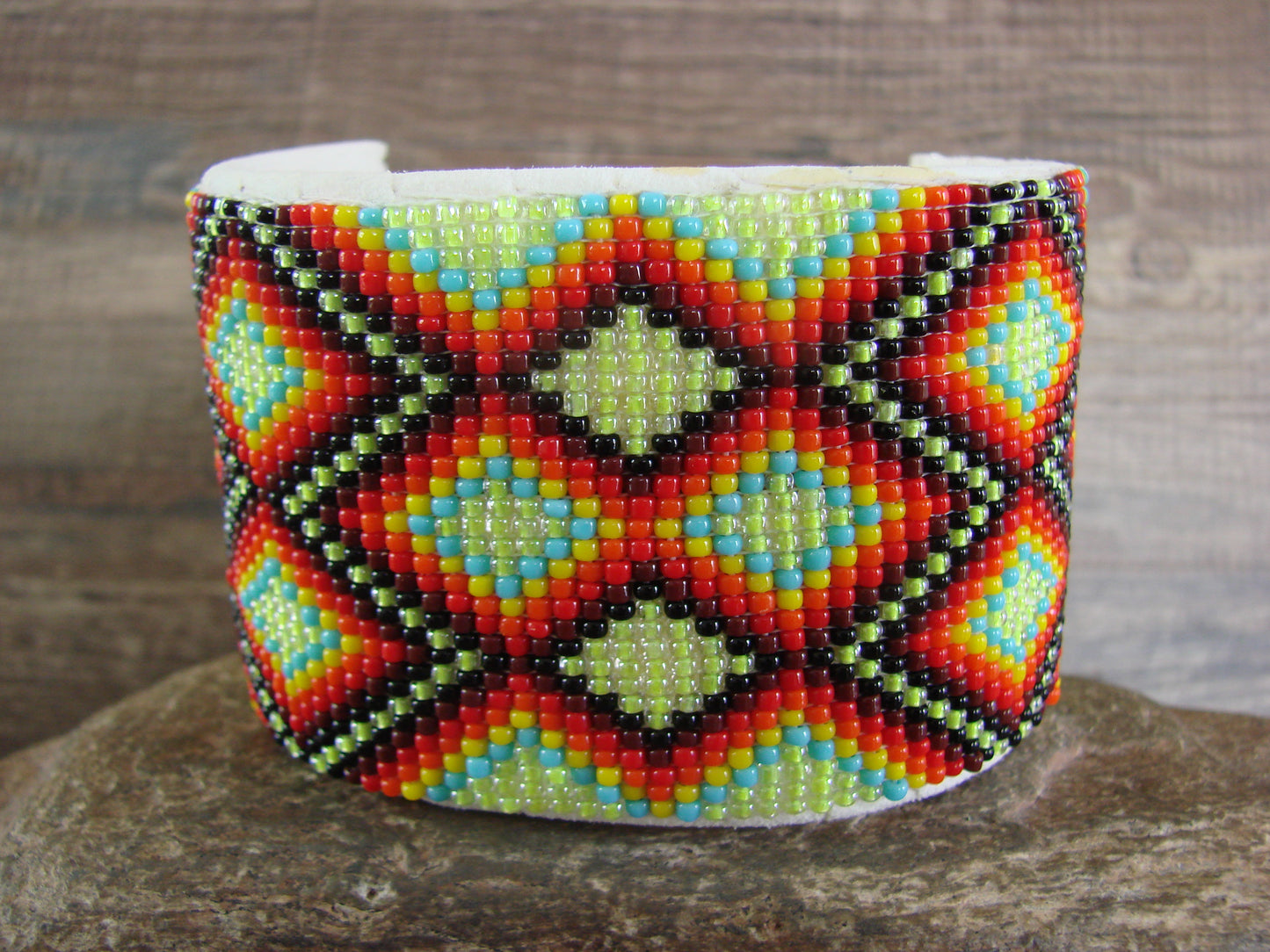 Navajo Indian Hand Beaded 2" Bracelet by Jacklyn Cleveland