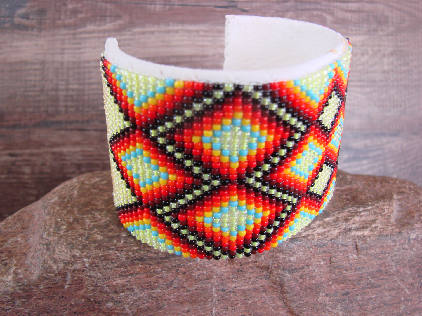 Navajo Indian Hand Beaded 2" Bracelet by Jacklyn Cleveland