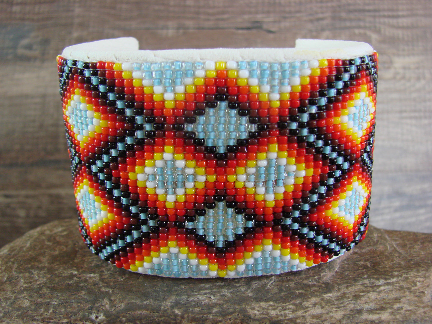 Navajo Indian Hand Beaded 2" Bracelet by Jacklyn Cleveland