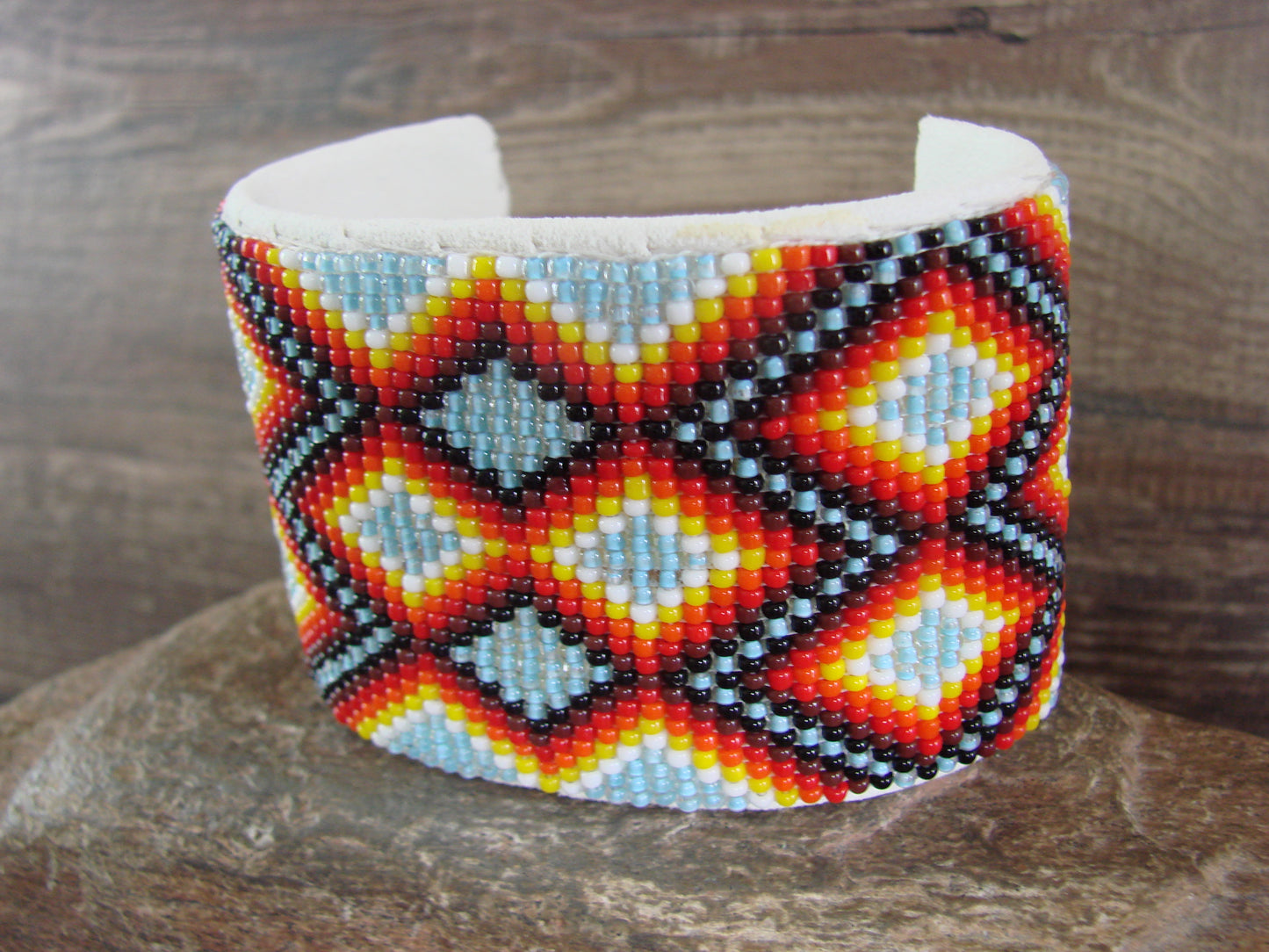 Navajo Indian Hand Beaded 2" Bracelet by Jacklyn Cleveland