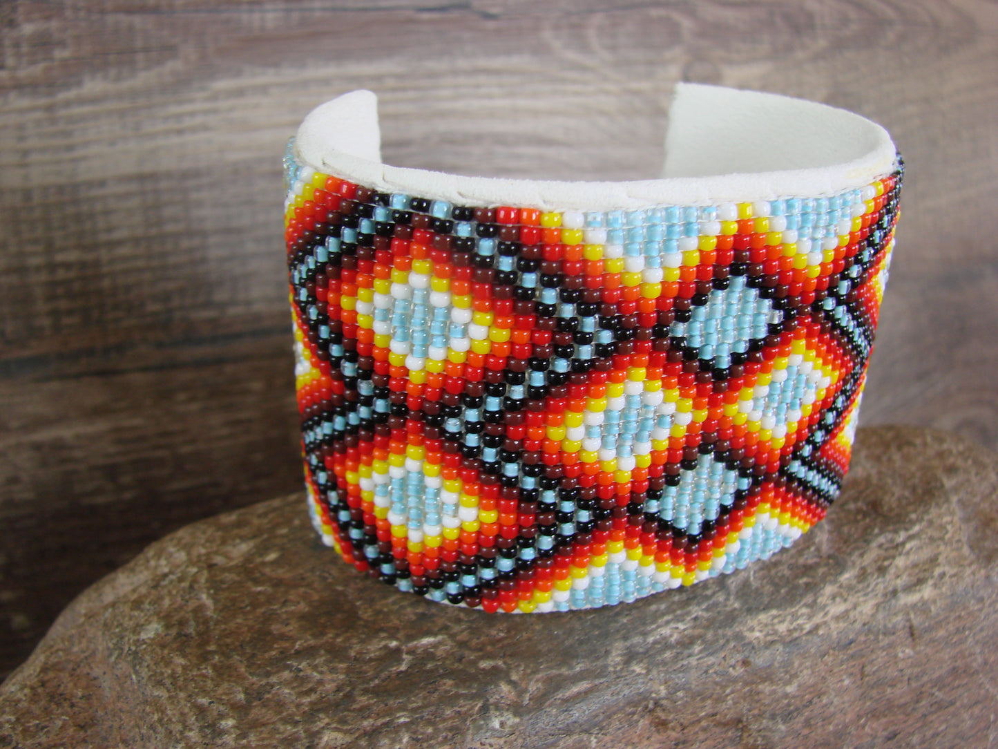 Navajo Indian Hand Beaded 2" Bracelet by Jacklyn Cleveland
