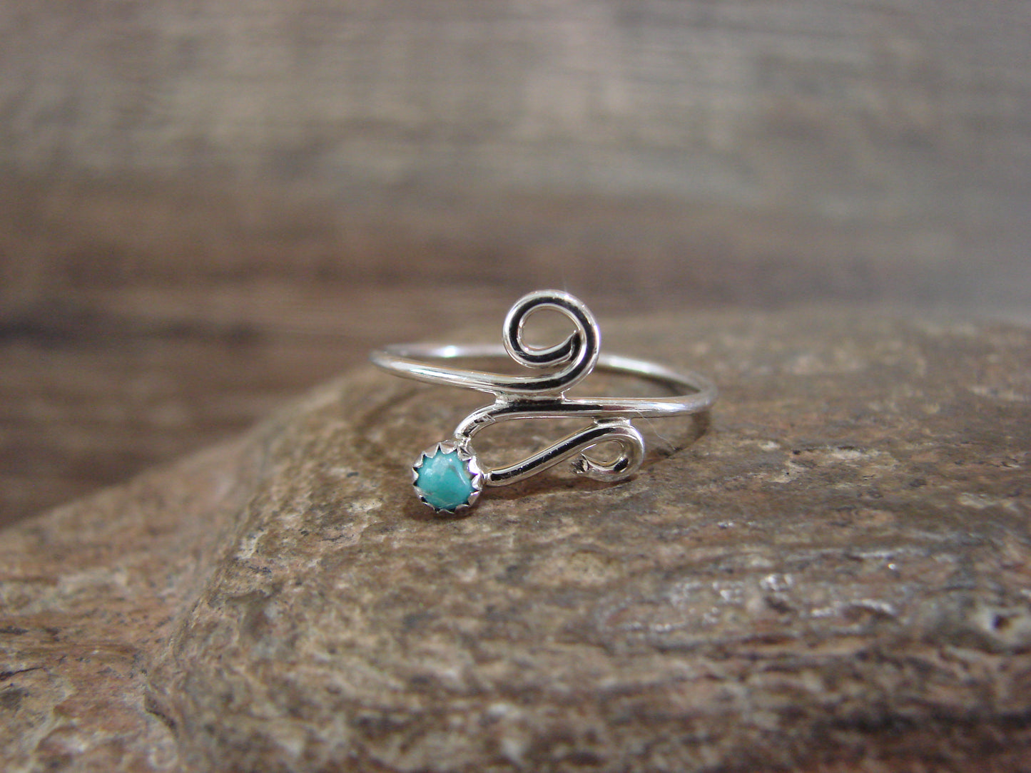 Navajo Indian Sterling Silver & Turquoise Ring by Yazzie - Size  4.5