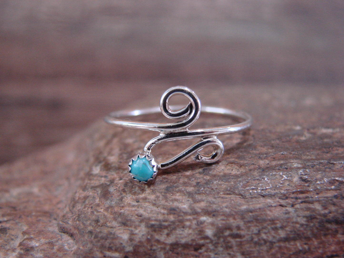 Navajo Indian Sterling Silver & Turquoise Ring by Yazzie - Size  4