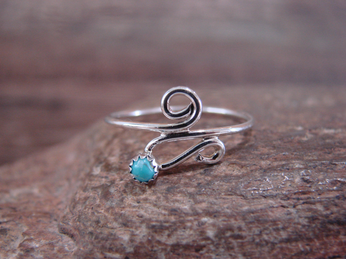 Navajo Indian Sterling Silver & Turquoise Ring by Yazzie - Size  4.5