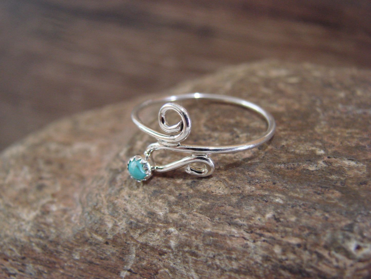 Navajo Indian Sterling Silver & Turquoise Ring by Yazzie - Size  4.5