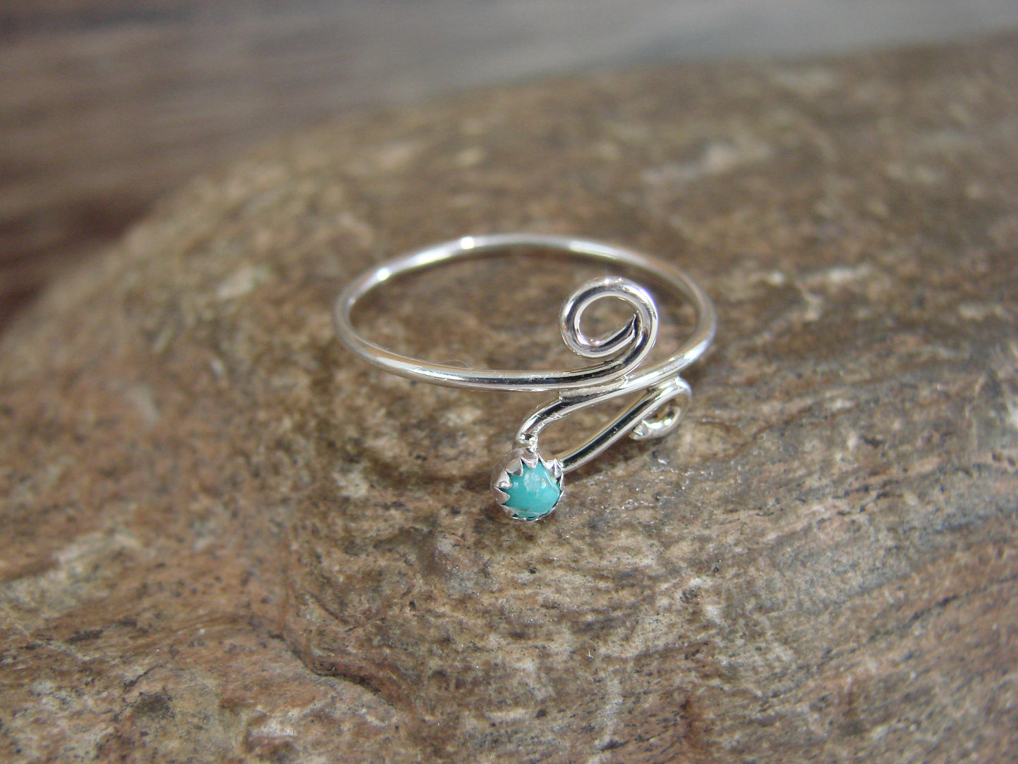 Navajo Indian Sterling Silver & Turquoise Ring by Yazzie - Size  4.5