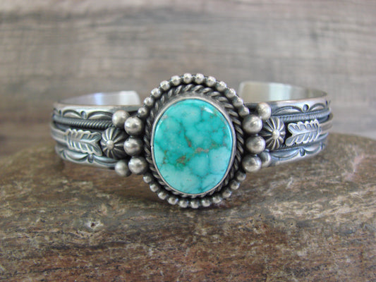 Navajo Indian Sterling Silver & Turquoise Arrow Bracelet Signed Calladitto