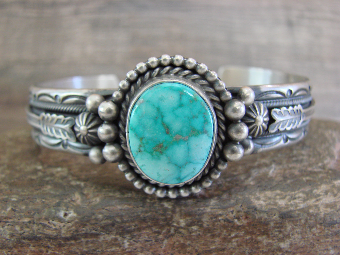 Navajo Indian Sterling Silver & Turquoise Arrow Bracelet Signed Calladitto