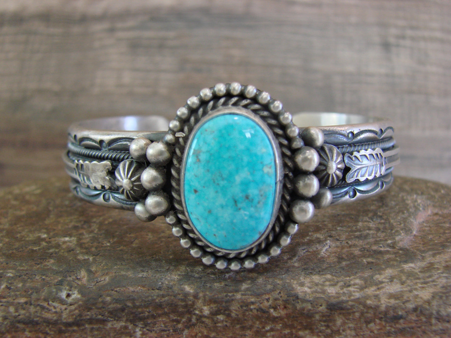 Navajo Indian Sterling Silver & Turquoise Arrow Bracelet Signed Calladitto
