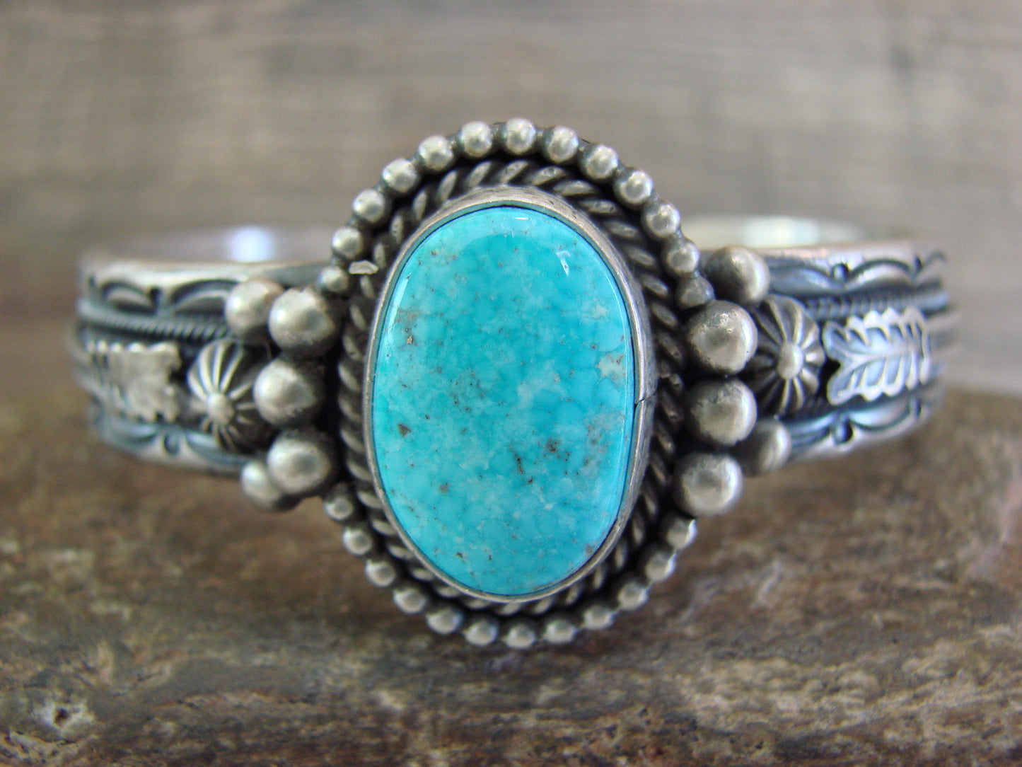 Navajo Indian Sterling Silver & Turquoise Arrow Bracelet Signed Calladitto