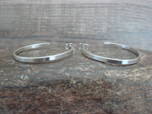 Navajo Indian Sterling Silver 1 1/4" Hoop Earrings by Tahe