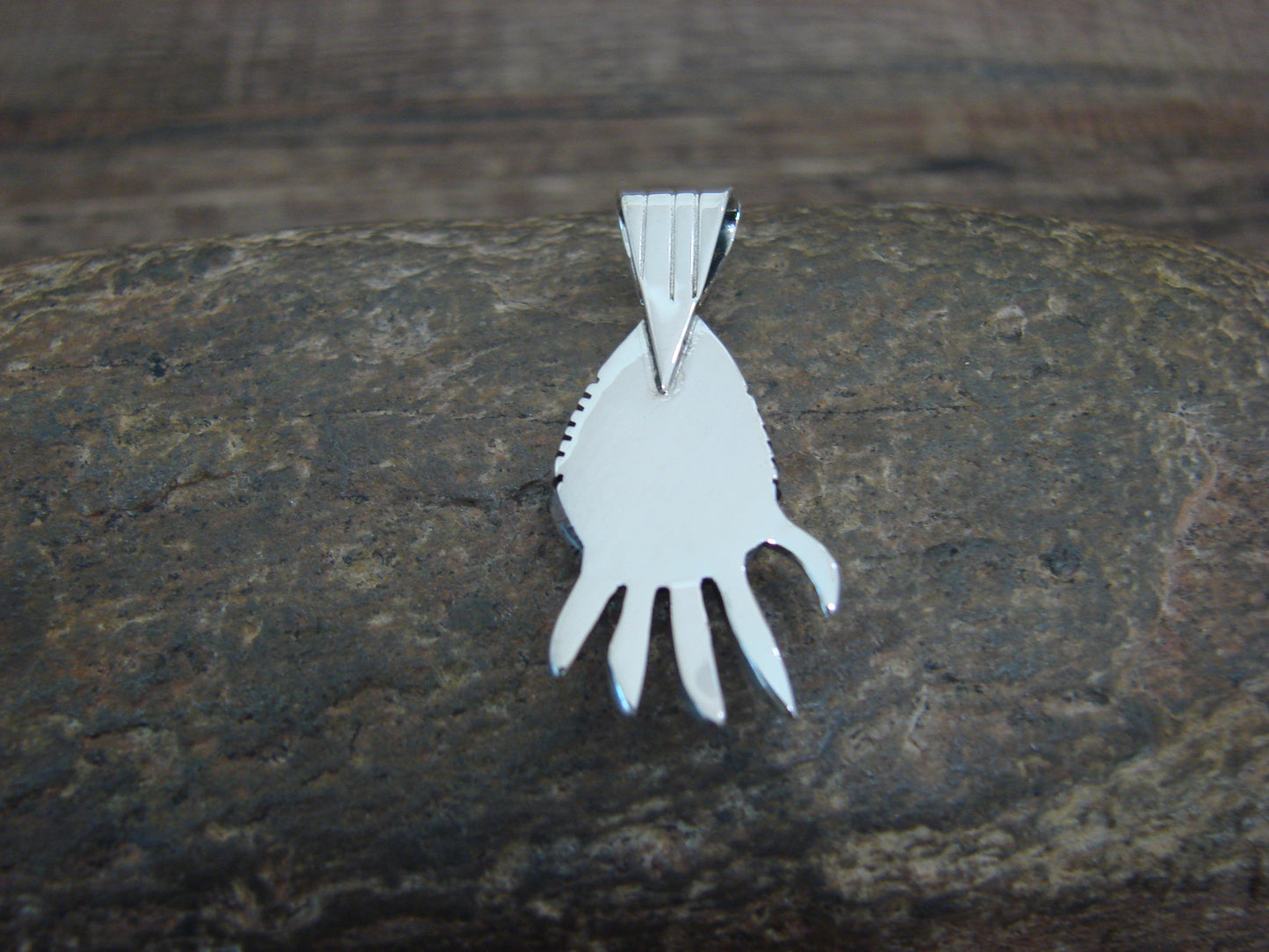Navajo Indian Sterling Silver & Turquoise Bear Paw Pendant by McCarthy