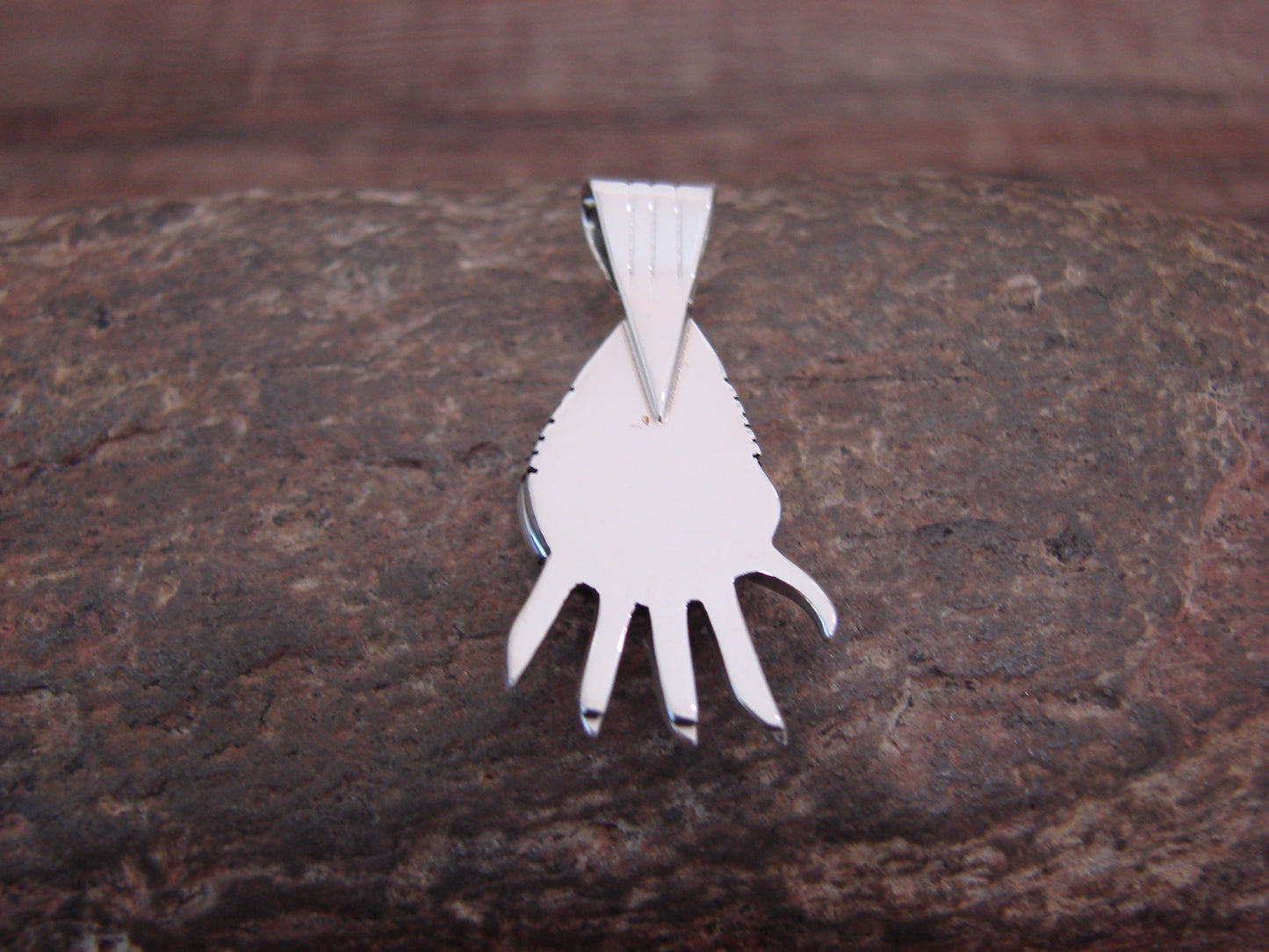 Navajo Indian Sterling Silver & Turquoise Bear Paw Pendant by McCarthy